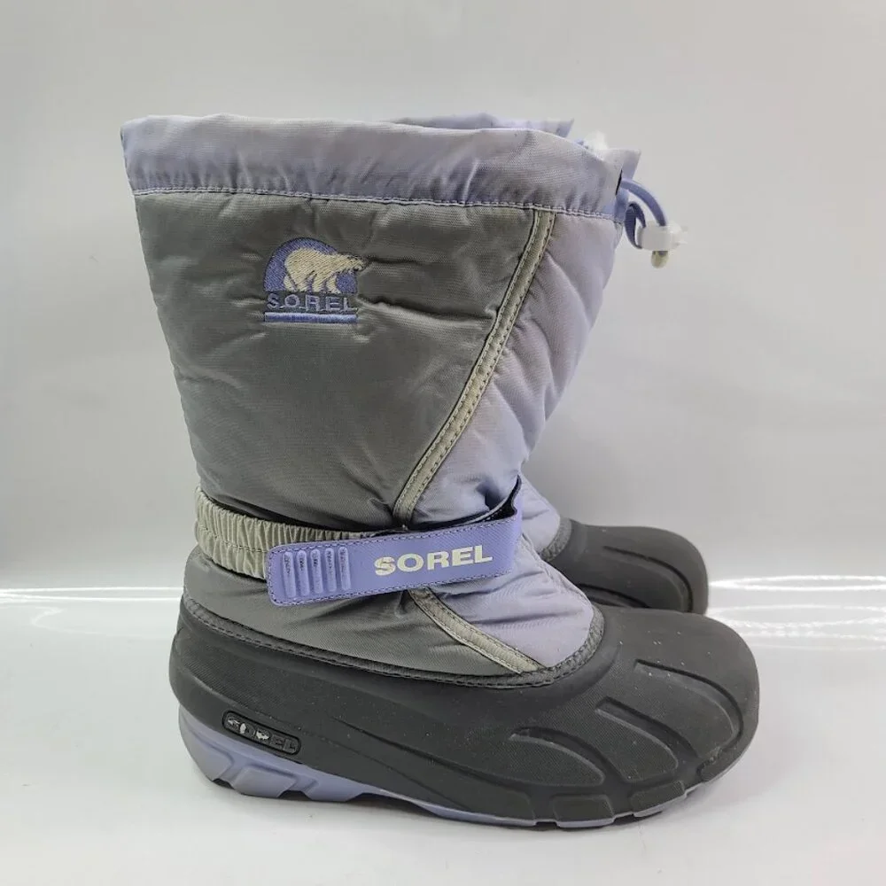 Sorel Boy's Purple Gray Flurry NY1810-540 Mid-Calf Winter Snow Boots Size 7